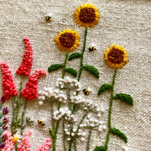 English Cottage Garden with bees Embroidery Pattern fabric pack, fabric and instructions ONLY