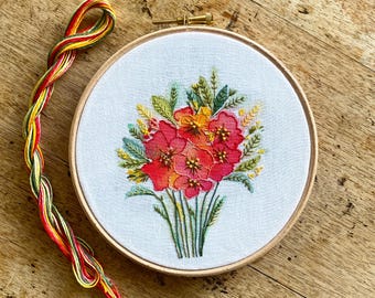 Embroidery Kit for Adults – Hand-Painted Flower Posy Design