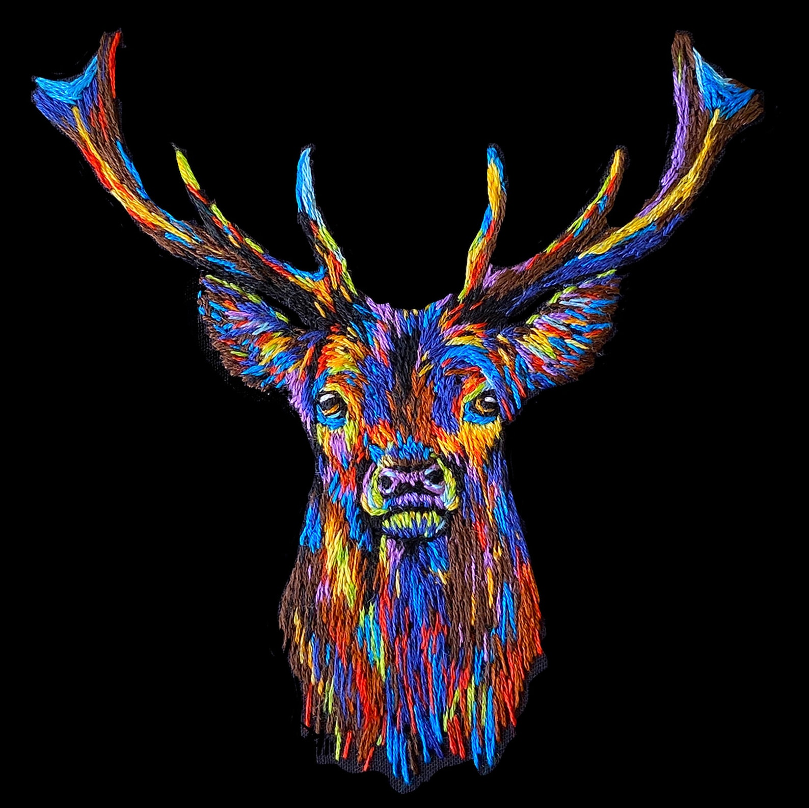 Stag embroidery kit rainbow stag embroidery colourful  etsy