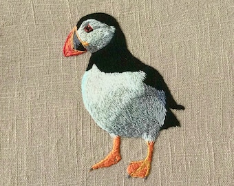 Puffin Hand Embroidery Pattern: Seaside Bird (PDF Download)