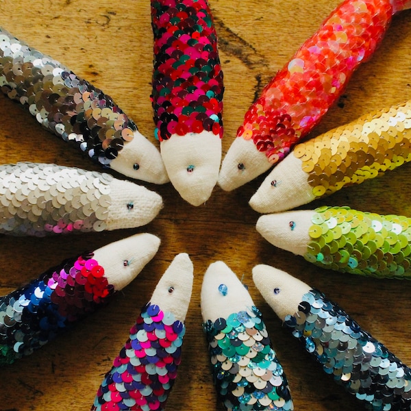 Craft Kit Sequinned Fish | Needlework Sparkle Fish Kit | Sequin Embroidery Kit | Embroidered Fish Kit | Fish Craft Kit | Gift For Her