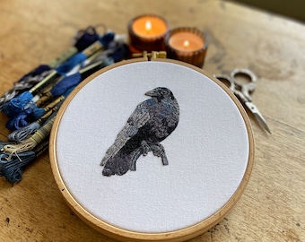 Raven Embroidery Printed Pattern Fabric pack: printed pattern and instructions ONLY