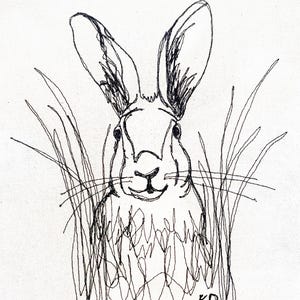 Hase Druck: Original Textiles Kunstwerk (10x12)