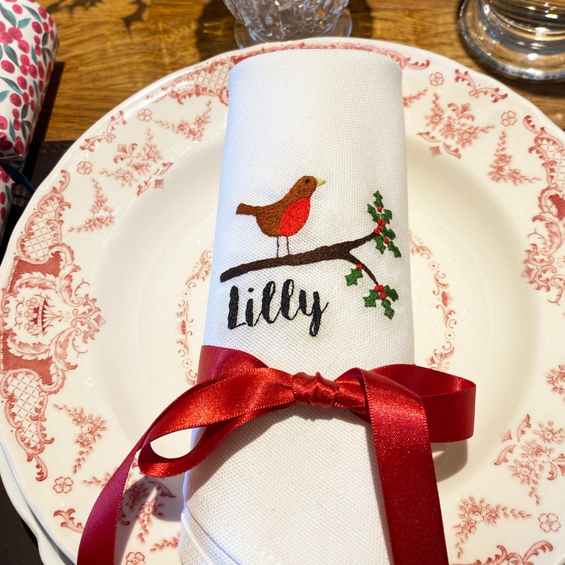Six Christmas Napkins Embroidery Kit DIY Embroidered Etsy