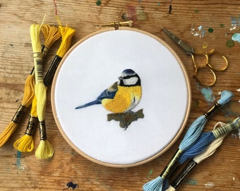 Bluetit Embroidery Pattern fabric pack, fabric and instructions ONLY