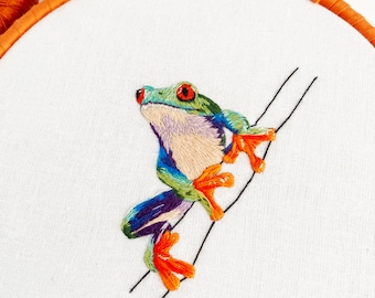 Tree Frog Embroidery Kit: Beginner Sewing Project
