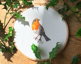 Robin Embroidery Pattern: Christmas Bird Design (PDF Download)