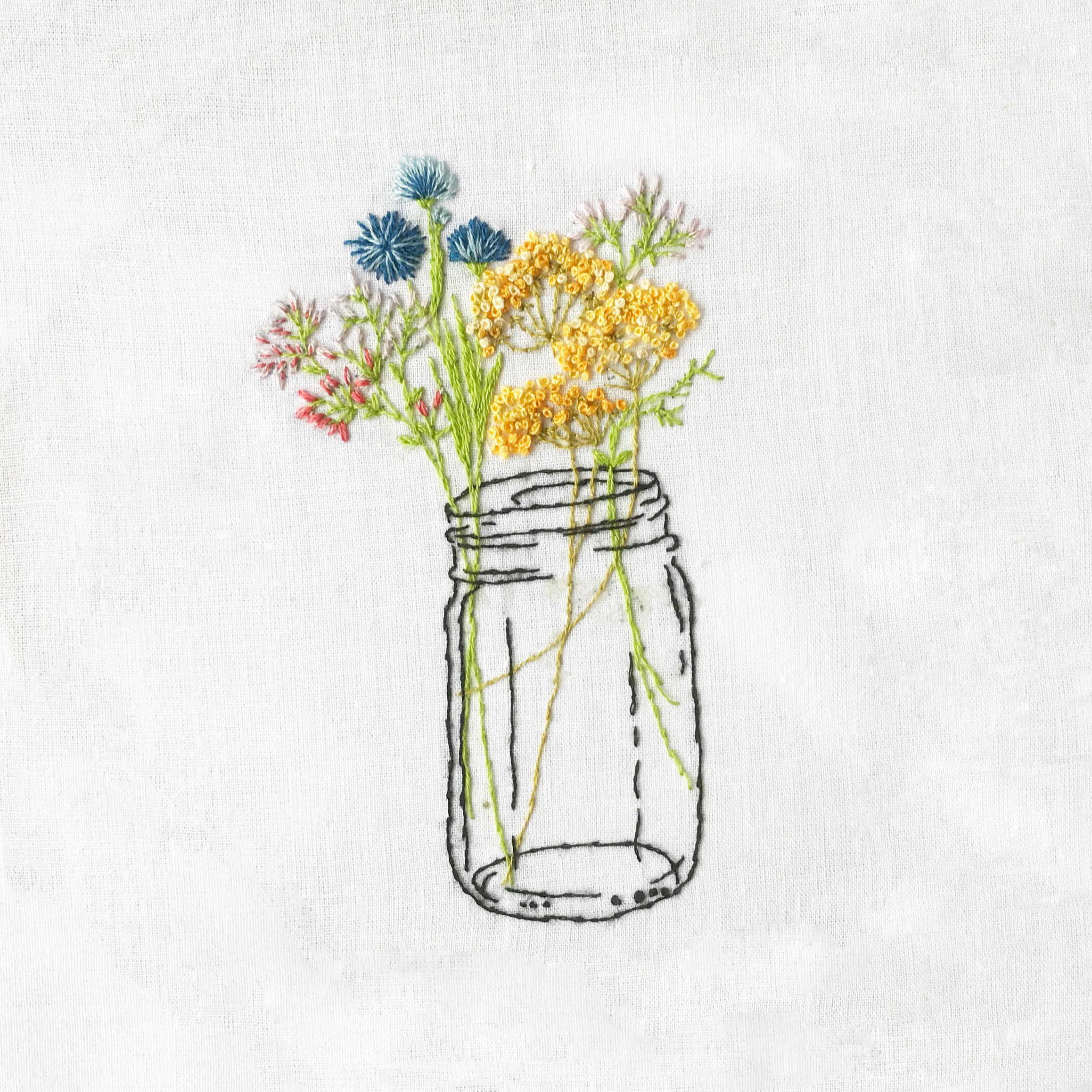 Flower Jar Embroidery Kit: Wildflower Needle Craft