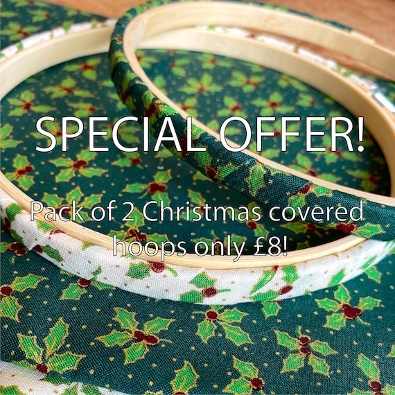 Christmas Fabric Covered Embroidery Hoops - 6" (15cm) - Pack of 2
