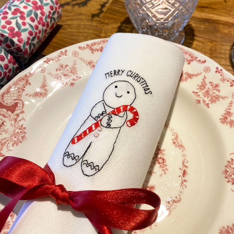 Six Christmas Napkins Embroidery Kit DIY Embroidered Etsy