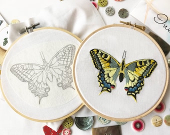 Swallowtail Butterfly Embroidery Pattern fabric pack, fabric and instructions ONLY