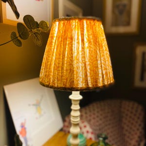 Handmade gathered yellow floral fabric lampshade | French style lampshade | fabric lampshade | cottage style shade | cosy lampshade
