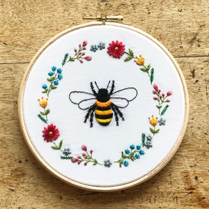 Floral Bee Embroidery Pattern fabric pack, fabric and instructions ONLY