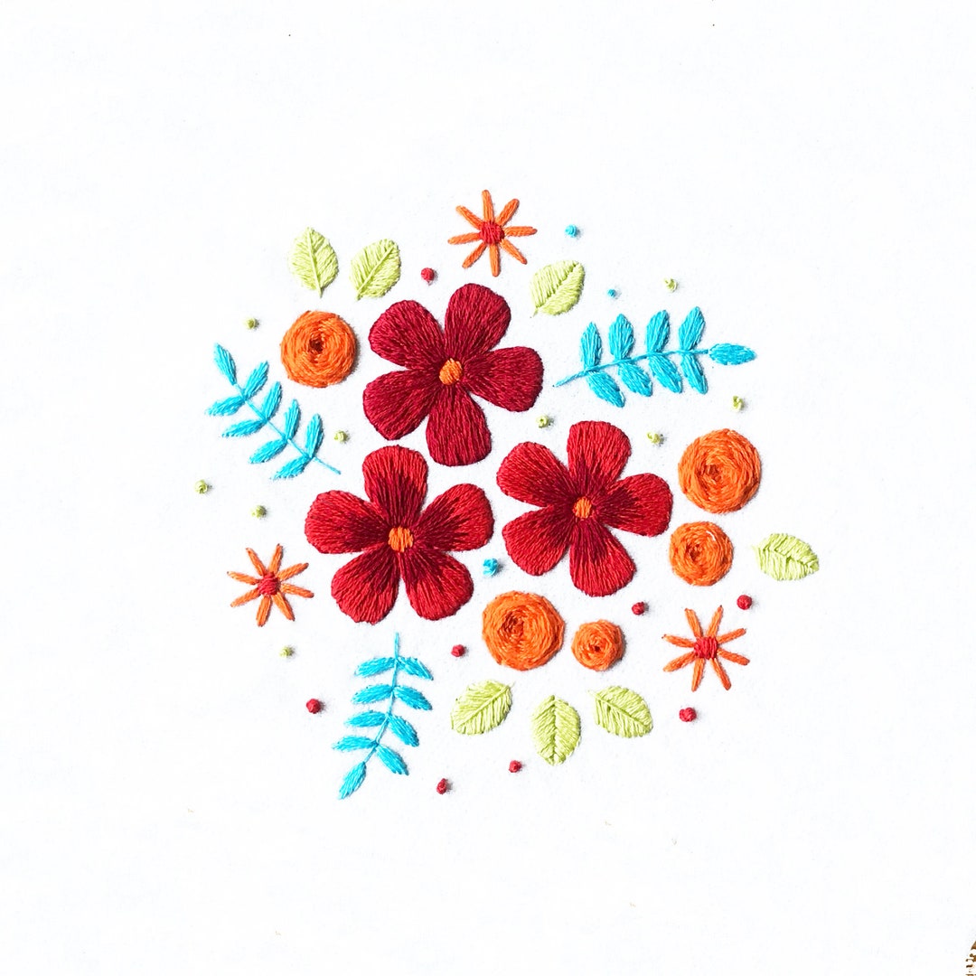 Flower Posy Complete Embroidery Kit Floral Embroidery Kit Summer Hand