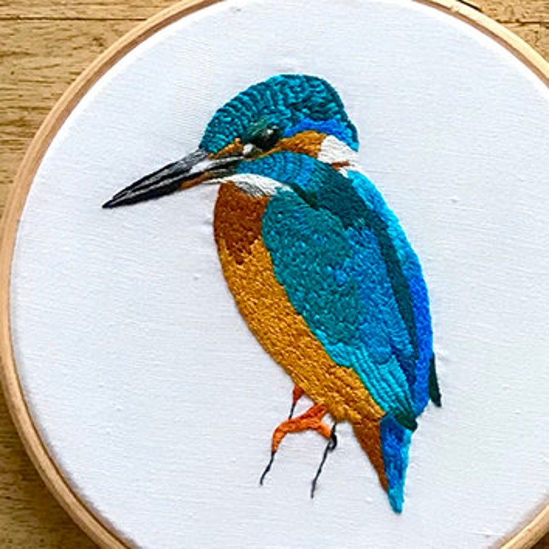 Kingfisher Complete Embroidery Kit Wildlife Needlecraft Kit Etsy UK