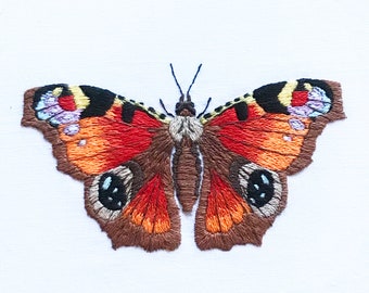Peacock Butterfly Embroidery Pattern: Needle Craft Tutorial (PDF Download)
