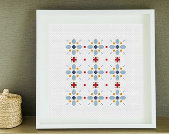 Floral Tile Cross Stitch Kit: Beginner-Friendly Craft