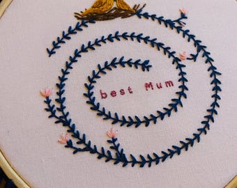 Best Mum embroidered gift kit for beginners.  Beginners embroidery gift for Mother’s Day. Complete beginners embroidery kit.
