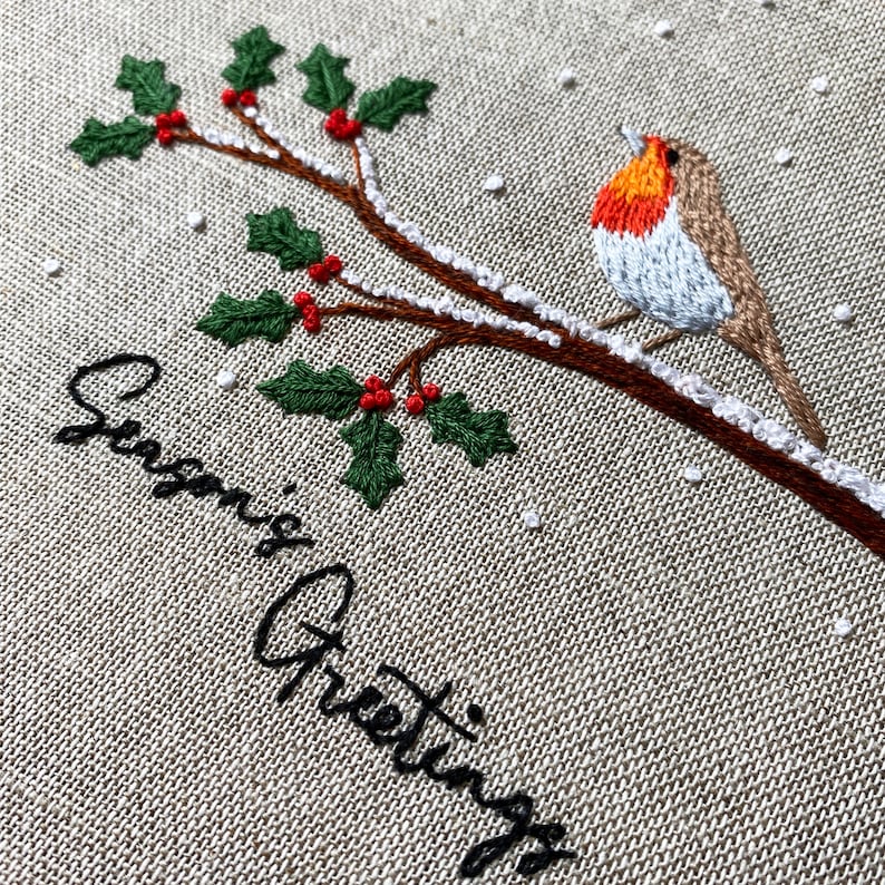 Christmas Beginners Embroidery Kit Beginners Christmas Robin Etsy UK