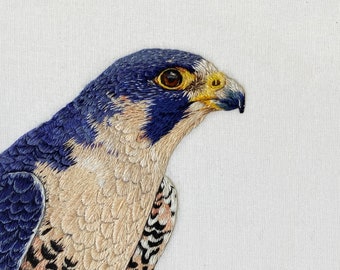 Hand Embroidered Bird Portrait: Bespoke Textile Art Commission