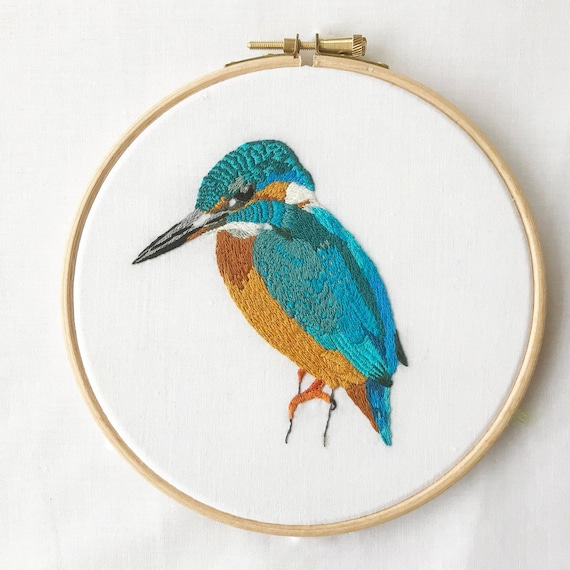 動物刺繍とパターン カワセミの刺繍パターンのダウンロード | 鳥の刺繍パターンの