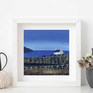 Seaside Cottage Textile Art: Handmade Landscape Picture