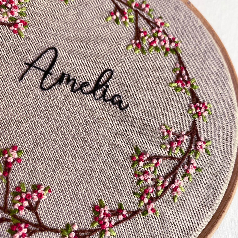 Beginners baby name embroidery kit, personalised, full colour pre-printed pattern. Choice of thread colours and text, up to you image 6