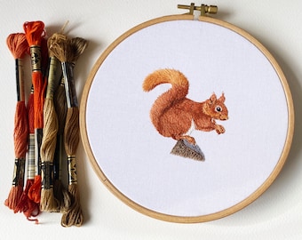 Squirrel Embroidery Kit | complete wildlife embroidery kit | English countryside wildlife embroidery kit | red squirrel