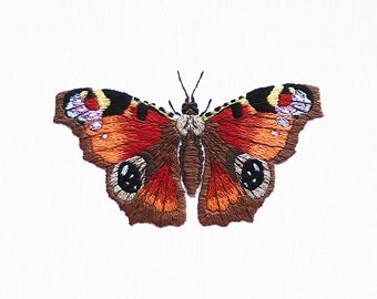 Peacock Butterfly Embroidery Kit: DIY Needle Craft, Silk Shading