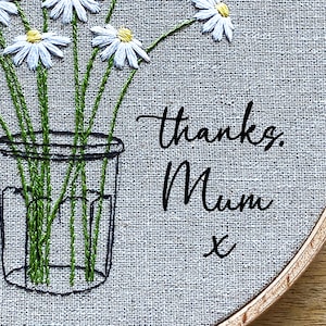 Beginners Mothers Day Embroidery Kit | Complete embroidery kit | floral embroidery | mothers day embroidery gift | english daisies  kit