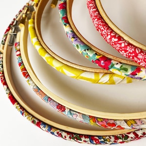 Fabric Covered Embroidery Hoops | Covered Embroidery Hoops | Personalised Embroidery Hoops | Special Embroidery Hoops | Liberty fabric hoop