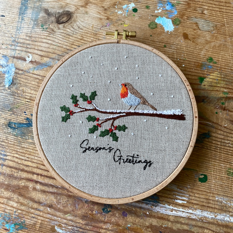 Christmas Beginners Embroidery Kit Beginners Christmas Robin Etsy UK