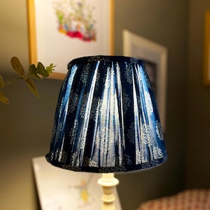 Handmade Gathered Lampshade: Blue & White Indian Cotton, French Style