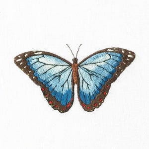 Blue Butterfly Embroidery Pattern Download | Butterfly Sewing Tutorial | Silk Shading Tutorial | Needlepainting Downloadable Pattern |