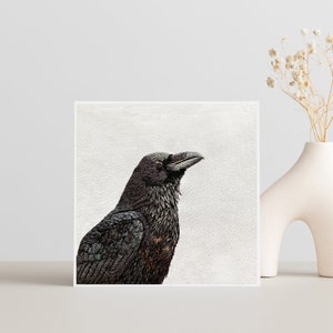 Carte de voeux Raven brodée | cartes de voeux vierges | carte d'impression de broderie | carte de voeux broderie imprimée | impression d'art brodée