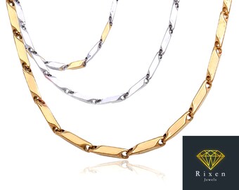Men Women Stainless Steel Gold Finish Bullet Chain Necklace 4mm 6mm Men Women Stainless Steel Gold Finish Bullet Chain Necklace 4mm 6mm