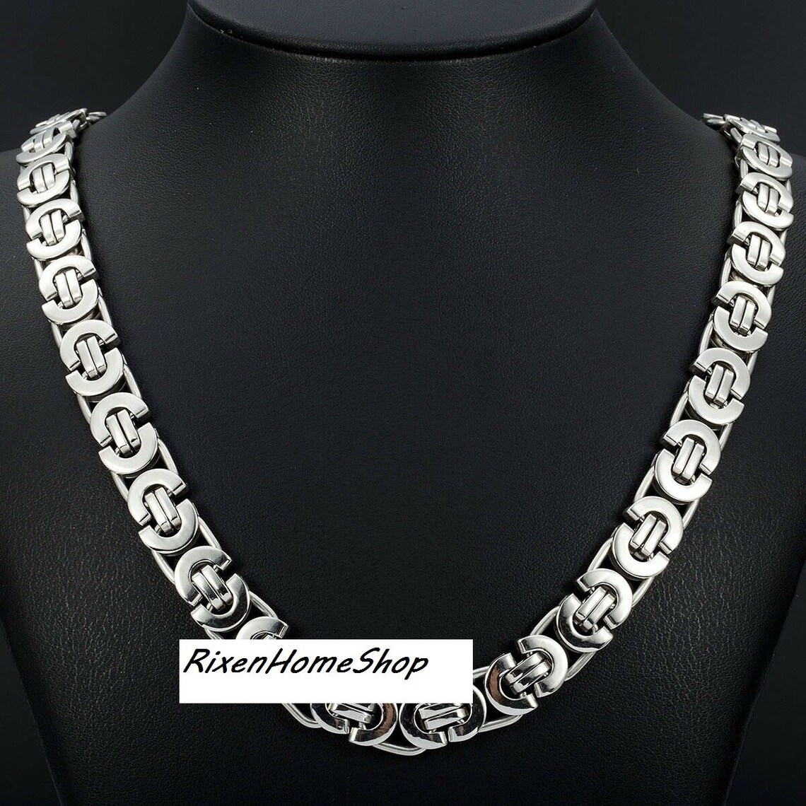 11 MM Silver Flat Byzantine Chain Necklace Stainless Steel Etsy