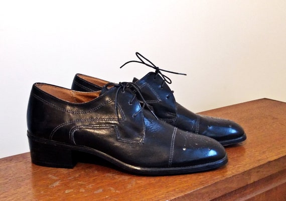 Black oxford leather shoes - Vintage - 1970's