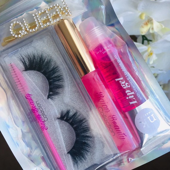Lashes and Lip Gloss bundles 3D Mink Lashes Lip Gloss Etsy