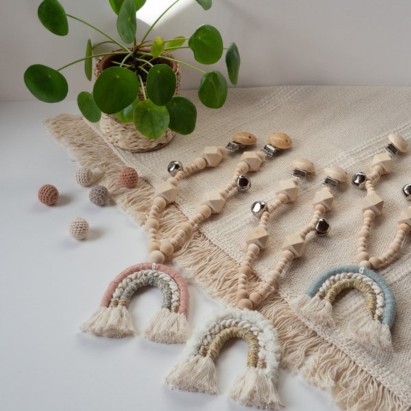 Makramee Kinderwagenkette Regenbogen, boho-Style