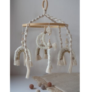 Macrame Mobile for Baby and Children&#39;s Room, Rainbow