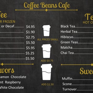 Modelo de menu digital Coffee Cafe Editar no Canva | Modelo de Canva de menu digital de café para TV | Modelo de menu de cafeteria de TV | Modelo de menu de TV