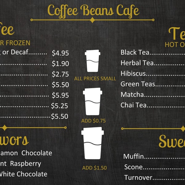 Coffee Cafe Digital Menu Template Edit in Canva | Digital Cafe Menu Canva Template for TV| TV Coffee Shop Menu Template | TV Menu Template