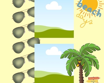 Beach Days Scrapbook Page Template