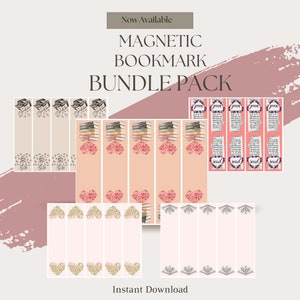 Magnetic Bookmark Bundle | Printlable Bookmark Bundle | Printable Bookmarks | Girly Bookmarks | Booklover Bookmarks |