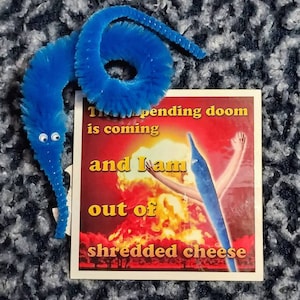 Worm on a String Meme Sticker || Funny meme, squirmle, fuzzy worm