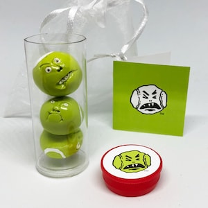 Handmodellierte Ballgoyles: Tennisball Talismane - 3er Set