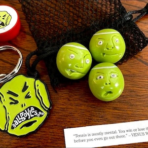 Ballgoyles Tennis Gift Set: Hand-Sculpted Clay Balls & Enamel Keychain