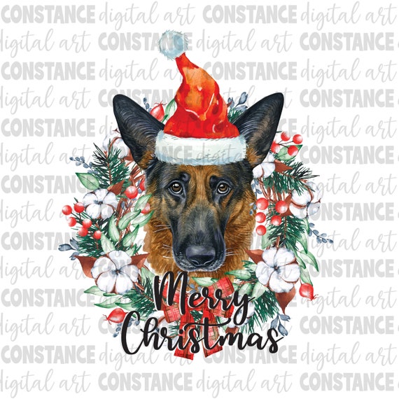 Christmas German Shepherd Clipart