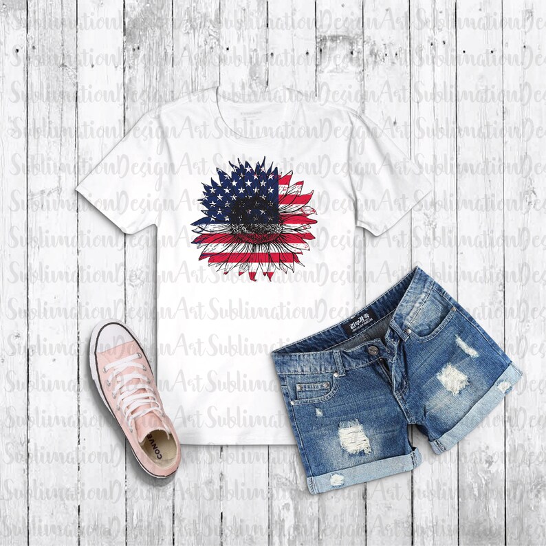Download Patriotic Sunflower Sublimation Design American Flag | Etsy
